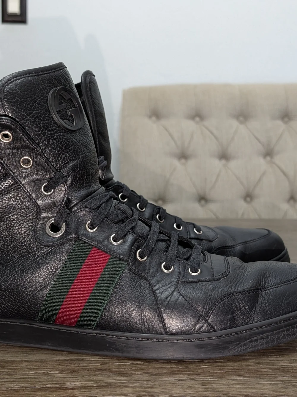 Gucci Coda Guccissima Sz 16 G Black Men’s Sneakers Authentic